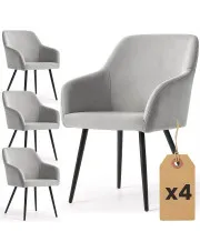 Zestaw 4 szarych krzeseł tapicerowanych welurem - Terviso 2X w sklepie Edinos.pl