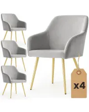 Zestaw 4 szarych krzeseł tapicerowanych welurem - Terviso 3X w sklepie Edinos.pl