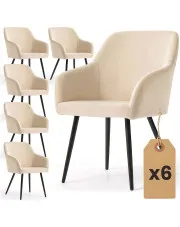 Zestaw 6 beżowych krzeseł welurowych - Terviso 2X w sklepie Edinos.pl