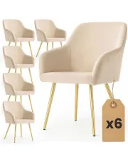 Zestaw 6 beżowych krzeseł tapicerowanych - Terviso 3X w sklepie Edinos.pl