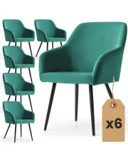 Zestaw 6 zielonych krzeseł kubełkowych tapicerowanych welurem - Terviso 2X w sklepie Edinos.pl