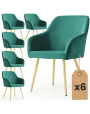 Zestaw 6 zielonych krzeseł w stylu glamour - Terviso 3X w sklepie Edinos.pl
