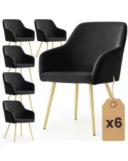 Zestaw 6 czarnych krzeseł w stylu glamour - Terviso 3X w sklepie Edinos.pl