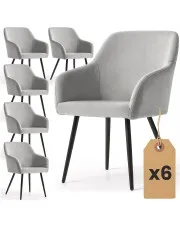 Zestaw 6 szarych krzeseł tapicerowanych welurem - Terviso 2X w sklepie Edinos.pl