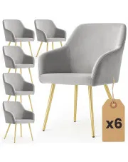 Zestaw 6 szarych krzeseł welurowych - Terviso 3X w sklepie Edinos.pl