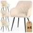 Zdjęcie produktu 4x Welurowe krzesło tapicerowane pikowane w romby Beżowe VELTO Czarne nogi.