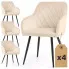 Zestaw 4 beżowych krzeseł tapicerowanych welurem - Caveroz