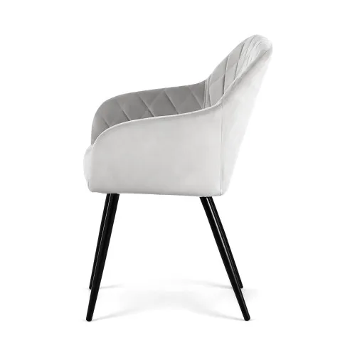 Szczegółowe zdjęcie nr 4 produktu 4x Welurowe krzesło tapicerowane pikowane w romby Szare VELTO Czarne nogi