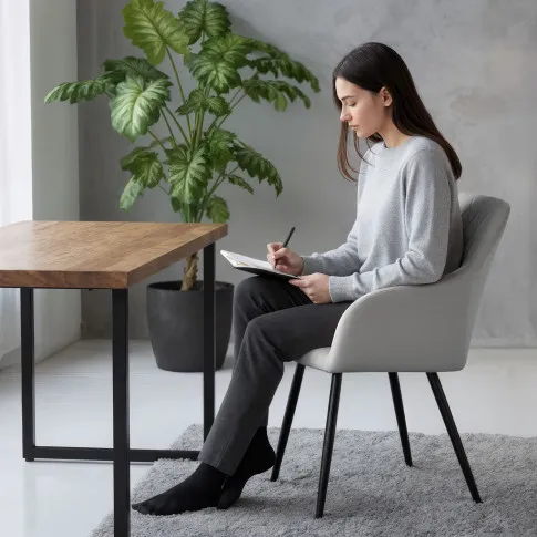 Szczegółowe zdjęcie nr 11 produktu 4x Welurowe krzesło tapicerowane pikowane w romby Szare VELTO Czarne nogi