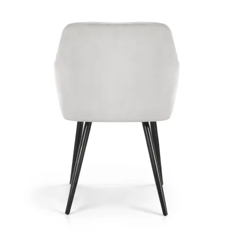 Szczegółowe zdjęcie nr 5 produktu 4x Welurowe krzesło tapicerowane pikowane w romby Szare VELTO Czarne nogi