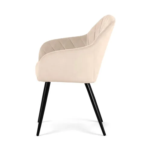 Szczegółowe zdjęcie nr 4 produktu 6x Welurowe krzesło tapicerowane pikowane w romby Beżowe VELTO Czarne nogi