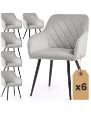 Zestaw 6 nowoczesnych szarych krzeseł pikowanych - Caveroz w sklepie Edinos.pl