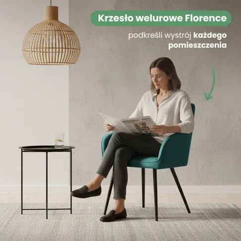 Szczegółowe zdjęcie nr 8 produktu 4x Welurowe krzesło tapicerowane z przeszyciami Butelkowa Zieleń FLORENCE Czarne nogi