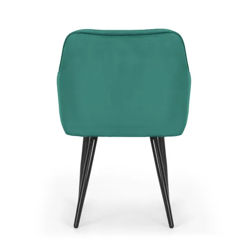 Szczegółowe zdjęcie nr 5 produktu 4x Welurowe krzesło tapicerowane z przeszyciami Butelkowa Zieleń FLORENCE Czarne nogi