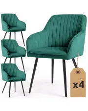 Zestaw 4 zielonych krzeseł tapicerowanych welurem - Sorvello w sklepie Edinos.pl