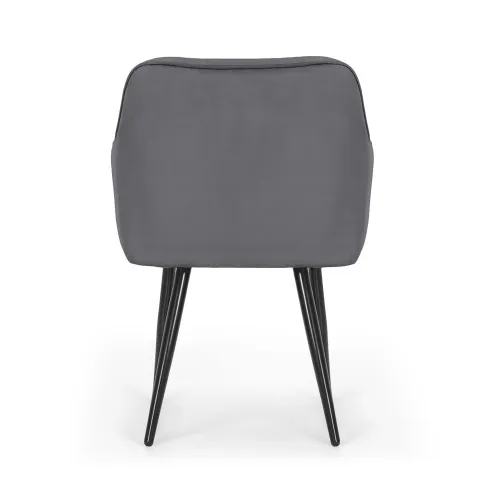 Szczegółowe zdjęcie nr 5 produktu 4x Welurowe krzesło tapicerowane z przeszyciami Ciemny Grafit FLORENCE Czarne nogi