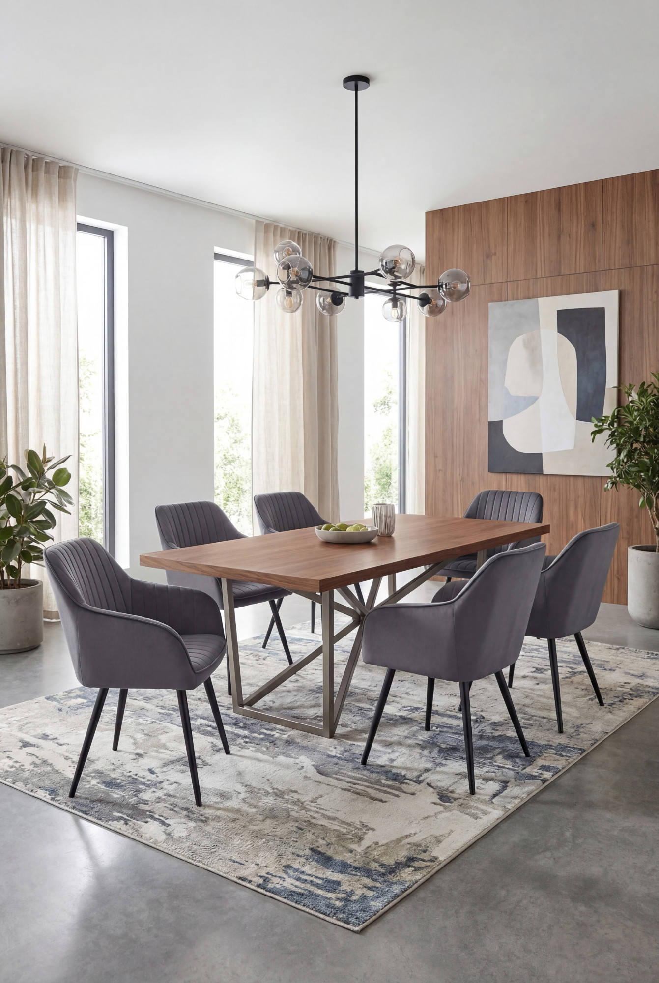 Aranżacja jadalni z grafitowymi krzesłami Sorvello