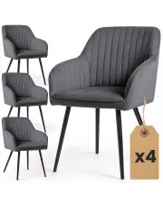 Zestaw 4 grafitowych krzeseł pikowanych - Sorvello w sklepie Edinos.pl