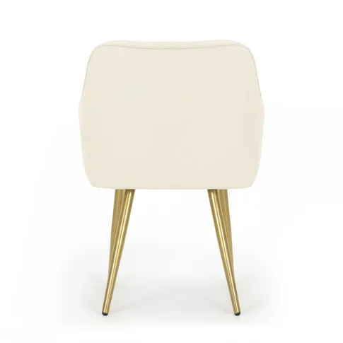 Szczegółowe zdjęcie nr 5 produktu 4x Welurowe krzesło tapicerowane z przeszyciami Kremowe FLORENCE Złote nogi