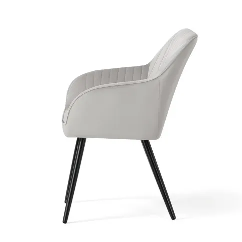 Szczegółowe zdjęcie nr 4 produktu 4x Welurowe krzesło tapicerowane z przeszyciami Szare FLORENCE Czarne nogi