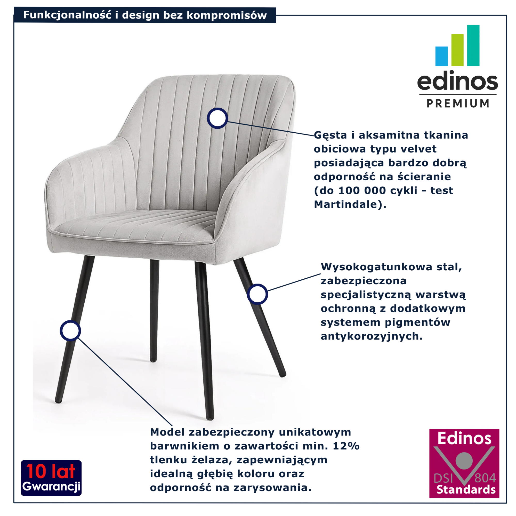 Szare krzesło tapicerowane welurem Sorvello