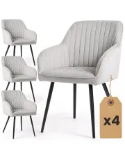 Zestaw 4 szarych welurowych krzeseł pikowanych - Sorvello w sklepie Edinos.pl