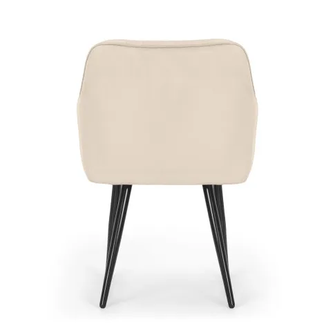 Szczegółowe zdjęcie nr 5 produktu 6x Welurowe krzesło tapicerowane z przeszyciami Beżowe FLORENCE Czarne nogi