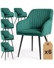 Zestaw 6 zielonych krzeseł pikowanych - Sorvello w sklepie Edinos.pl