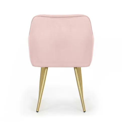 Szczegółowe zdjęcie nr 5 produktu 6x Welurowe krzesło tapicerowane z przeszyciami Pudrowy Róż FLORENCE Złote nogi