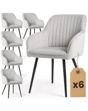 Zestaw 6 szarych krzeseł tapicerowanych welurem - Sorvello w sklepie Edinos.pl