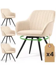 Zestaw 4 beżowych krzeseł tapicerowanych welurem - Virelto w sklepie Edinos.pl