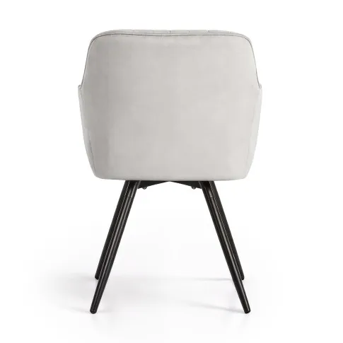 Szczegółowe zdjęcie nr 7 produktu 4x Welurowe krzesło obrotowe z przeszyciami Szare TURNO Czarne nogi