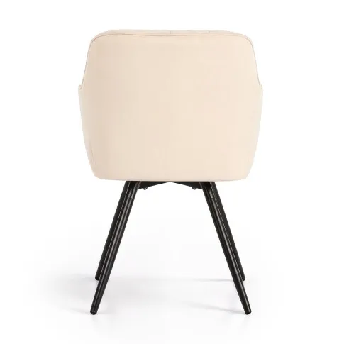 Szczegółowe zdjęcie nr 5 produktu 6x Welurowe krzesło obrotowe z przeszyciami Beżowe TURNO Czarne nogi