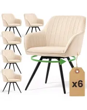 Zestaw 6 beżowych krzeseł tapicerowanych - Virelto w sklepie Edinos.pl