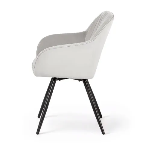 Szczegółowe zdjęcie nr 4 produktu 6x Welurowe krzesło obrotowe z przeszyciami Szare TURNO Czarne nogi