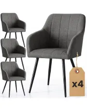 Zestaw 4 grafitowych krzeseł tapicerowanych - Cormelis 3X w sklepie Edinos.pl
