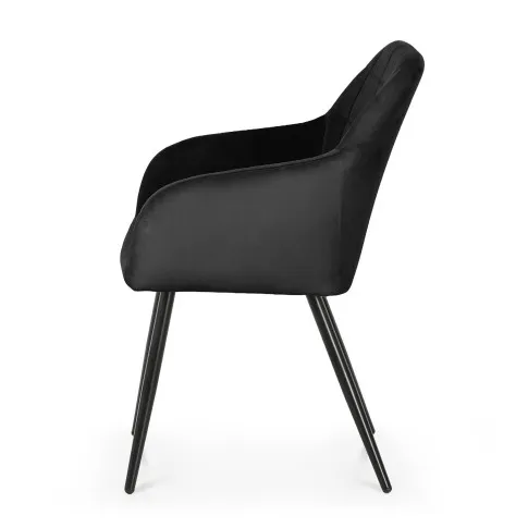 Szczegółowe zdjęcie nr 4 produktu 4x Krzesło tapicerowane z przeszyciami kwadratowymi Czarne LUXANO Czarne nogi