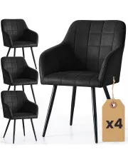 Zestaw 4 czarnych krzeseł welurowych - Cormelis 4X w sklepie Edinos.pl