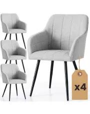 Zestaw 4 szarych pikowanych krzeseł tapicerowanych - Cormelis 3X w sklepie Edinos.pl