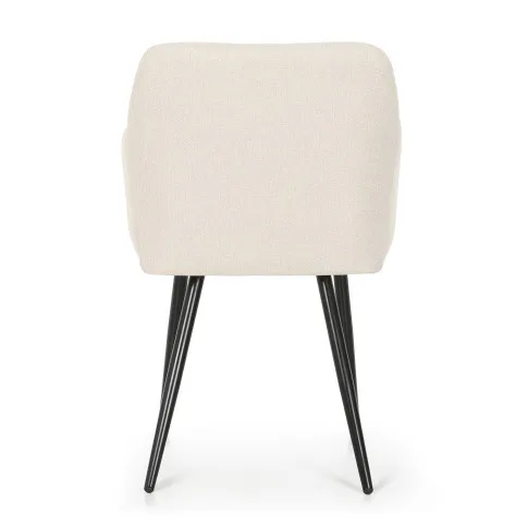 Szczegółowe zdjęcie nr 5 produktu 4x Krzesło tapicerowane z przeszyciami kwadratowymi Kremowe LUXANO Czarne nogi tkanina Lumos