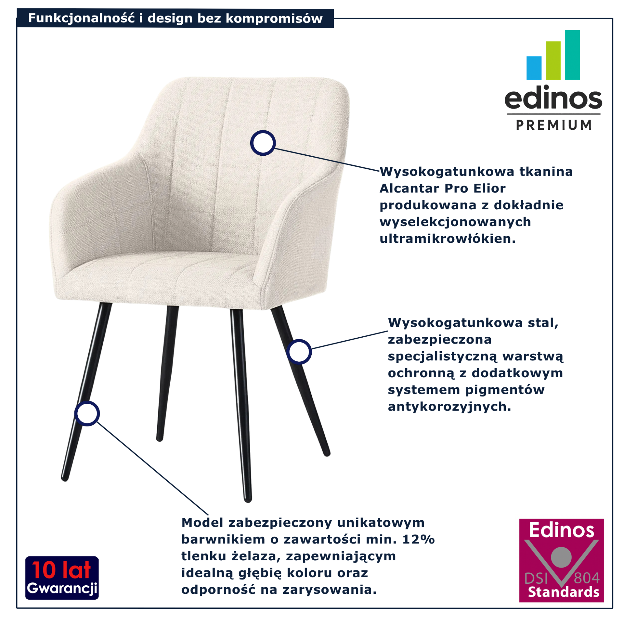 Beżowe krzesło tapicerowane Cormelis 3X