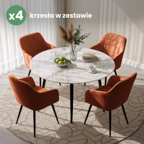 Szczegółowe zdjęcie nr 10 produktu 4x Krzesło tapicerowane z przeszyciami kwadratowymi Miedziane LUXANO Czarne nogi