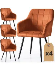 Zestaw 4 pomarańczowych krzeseł tapicerowanych - Cormelis 4X w sklepie Edinos.pl
