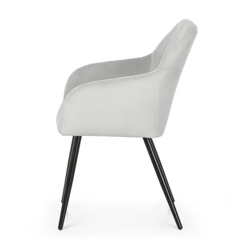 Szczegółowe zdjęcie nr 4 produktu 4x Krzesło tapicerowane z przeszyciami kwadratowymi Szare LUXANO Czarne nogi