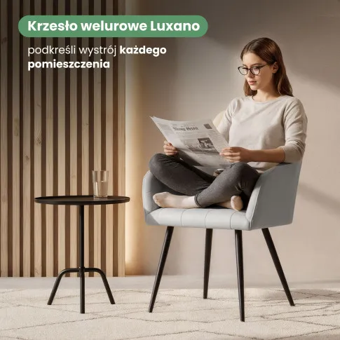 Szczegółowe zdjęcie nr 8 produktu 4x Krzesło tapicerowane z przeszyciami kwadratowymi Szare LUXANO Czarne nogi