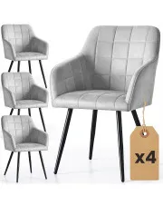 Zestaw 4 szarych pikowanych krzeseł metalowych - Cormelis 4X w sklepie Edinos.pl