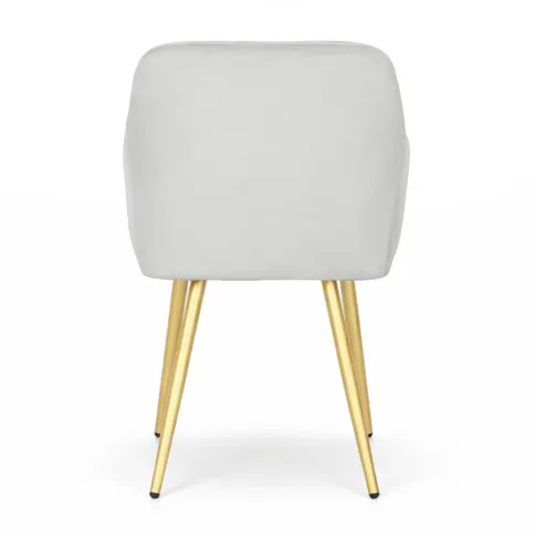 Szczegółowe zdjęcie nr 6 produktu 4x Krzesło tapicerowane z przeszyciami kwadratowymi Szare LUXANO Złote nogi