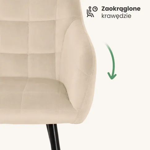 Szczegółowe zdjęcie nr 6 produktu 6x Krzesło tapicerowane z przeszyciami kwadratowymi Beżowe LUXANO Czarne nogi