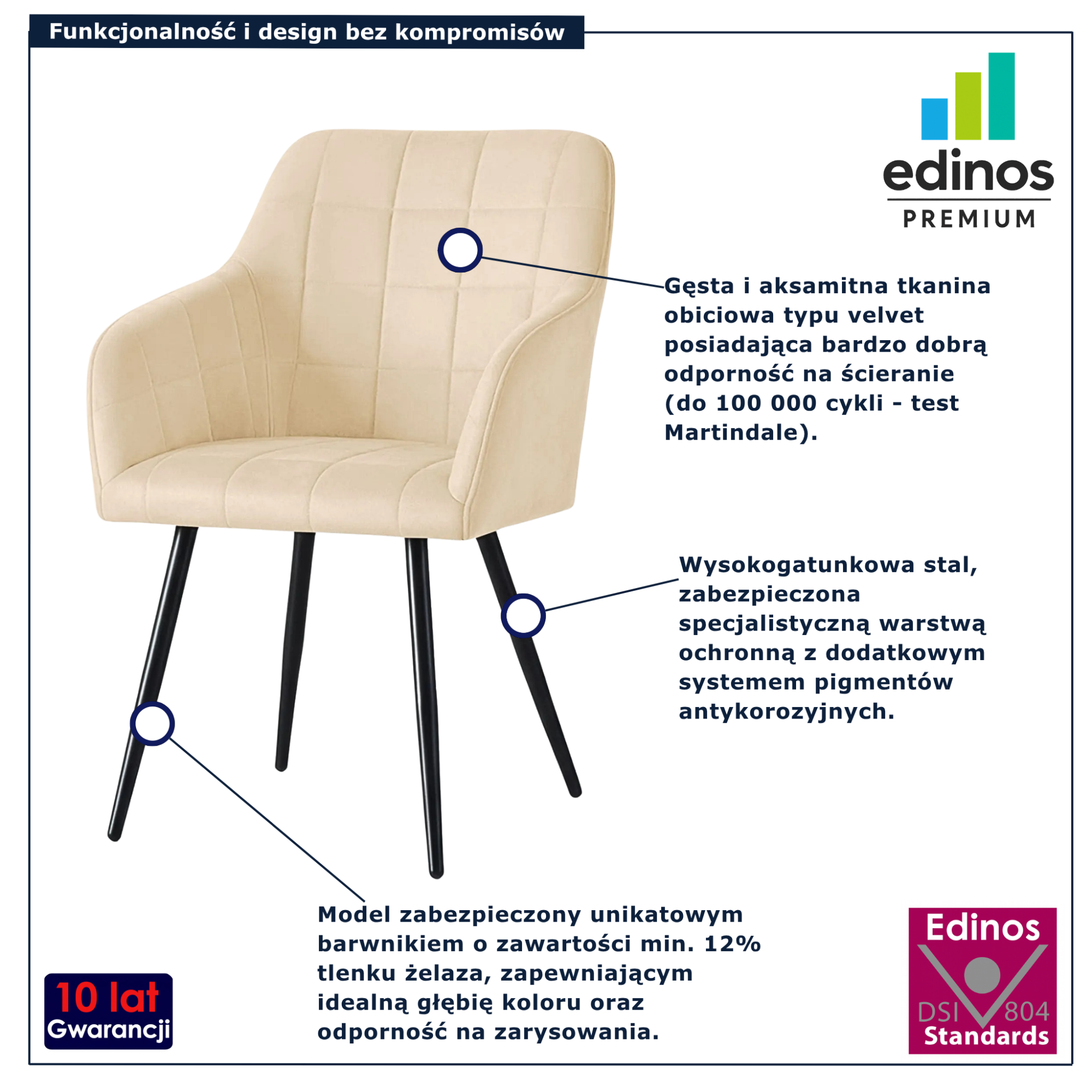 Beżowe krzesło tapicerowane Cormelis 4X