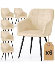 Zestaw 6 beżowych krzeseł pikowanych - Cormelis 4X w sklepie Edinos.pl